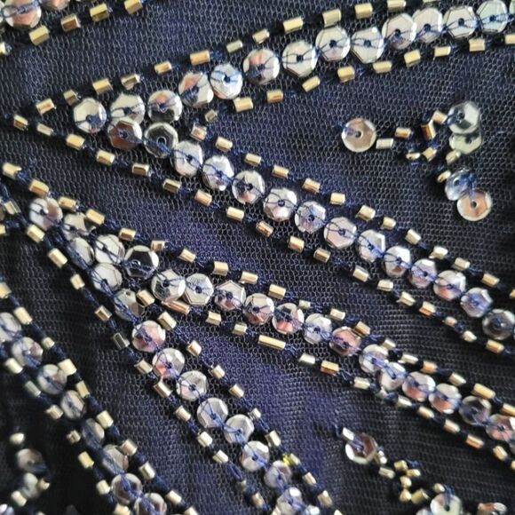 Aidan Mattox Elegant Formal Navy Sequin Dress Size 6 - Picture 6 of 15